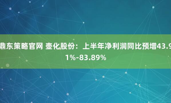 鼎东策略官网 壶化股份：上半年净利润同比预增43.91%-83.89%