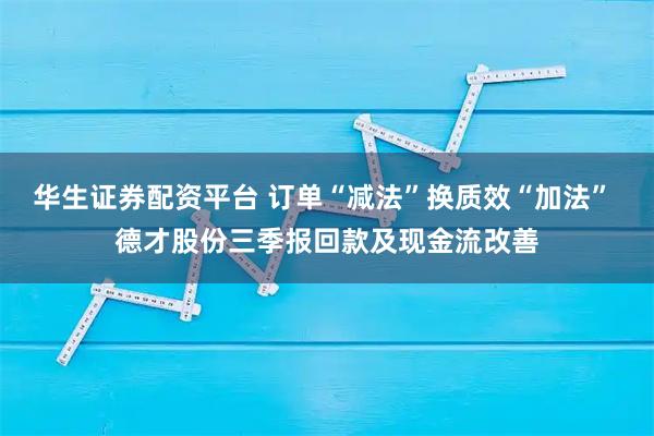 华生证券配资平台 订单“减法”换质效“加法” 德才股份三季报回款及现金流改善